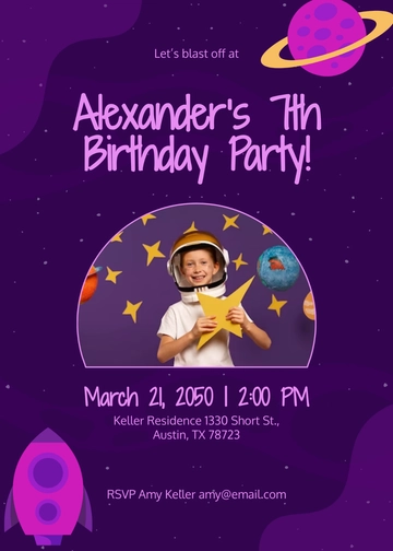 Blast Off Party Space Invitation Template - Edit Online & Download