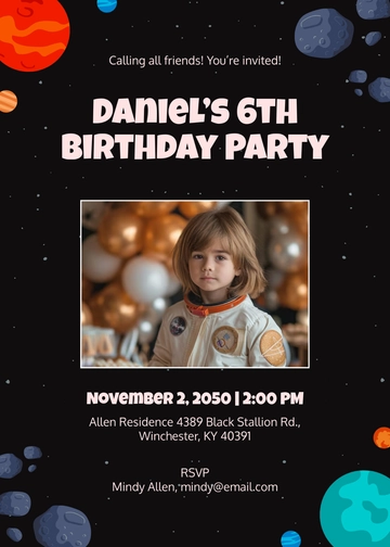 Deep Space Birthday Space Invitation Template - Edit Online & Download
