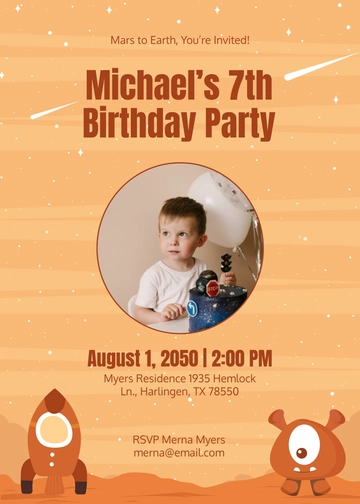 Mars-Themed Party Space Invitation Template - Edit Online & Download