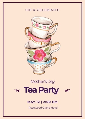 Mother’s Day Tea Party Invitation Template - Edit Online & Download