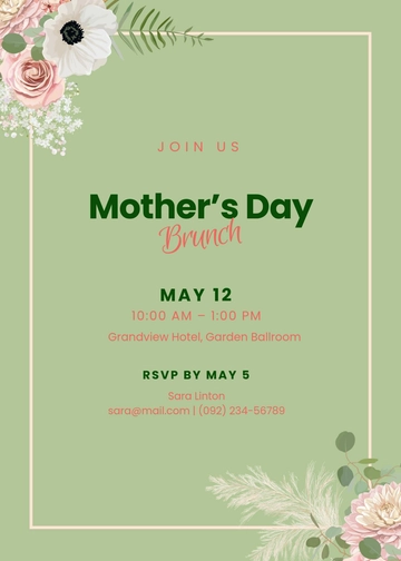 Mother’s Day Brunch Invitation Template - Edit Online & Download