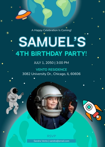 Happy Birthday Space Invitation Template - Edit Online & Download