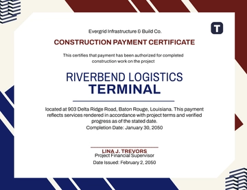 Creative Construction Payment Certificate Template - Edit Online & Download