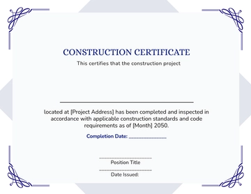 Blank Construction Company Certificate Template - Edit Online & Download