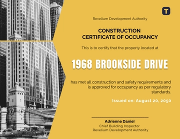 Modern Construction Certificate of Occupancy Template - Edit Online & Download