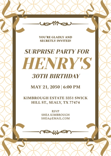 Elegant Surprise Party Invitation Template - Edit Online & Download