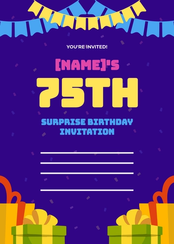 Blank 75th Birthday Surprise Party Invitation Template - Edit Online & Download