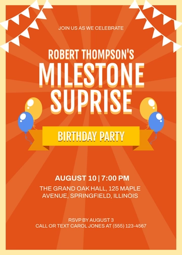 80th Birthday Surprise Party Invitation Template - Edit Online & Download