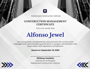 Aesthetic Construction Management Certificate Template - Edit Online & Download