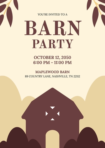 Brown Rustic Barn Invitation Template - Edit Online & Download