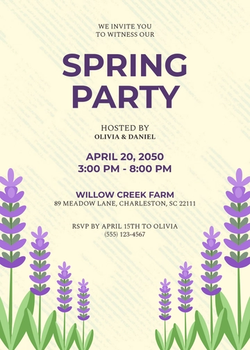 Rustic Lavender Spring Invitation Template - Edit Online & Download
