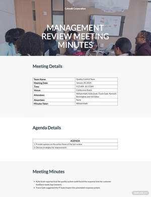 Quality Management Meeting Minutes Template