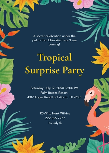 Tropical Surprise Party Invitation Template - Edit Online & Download