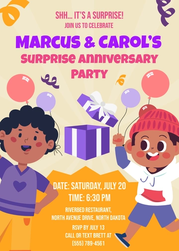 Anniversary Surprise Party Invitation Template - Edit Online & Download