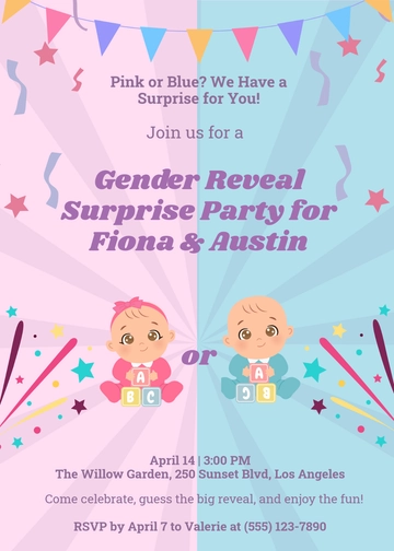 Gender Reveal Surprise Party Invitation Template - Edit Online & Download
