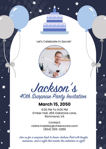 40th Birthday Surprise Party Invitation Template - Edit Online & Download