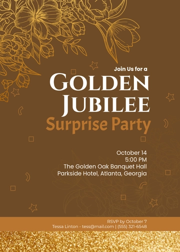 Golden Jubilee Surprise Party Invitation Template - Edit Online & Download Golden Jubilee Surprise Party Invitation Template - Edit Online & Download
