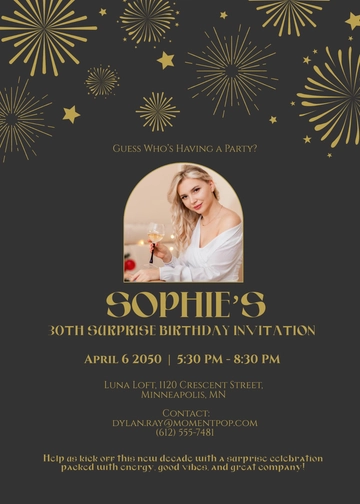 Simple 30th Surprise Birthday Party Invitation Template - Edit Online & Download