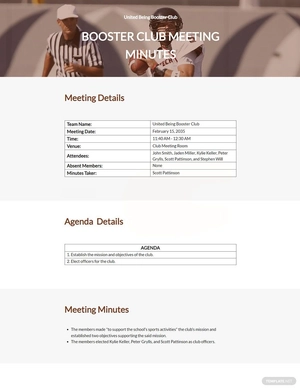 Booster Club Meeting Minutes Template