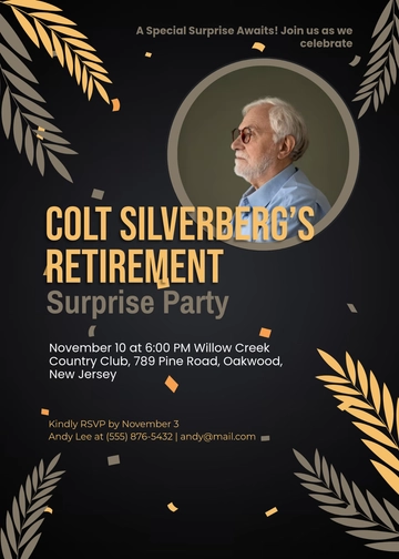 Retirement Surprise Party Invitation Template - Edit Online & Download Retirement Surprise Party Invitation Template - Edit Online & Download