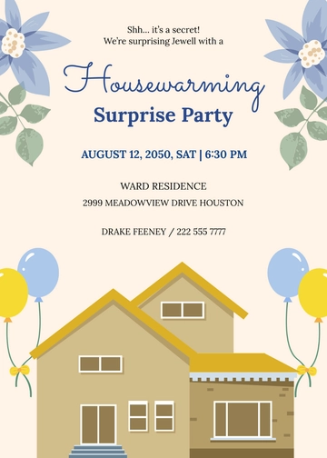 Housewarming Surprise Party Invitation Template - Edit Online & Download