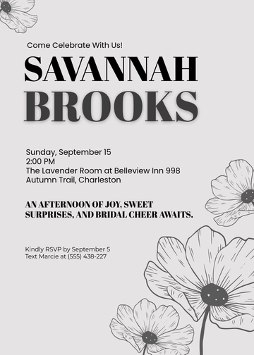 White Bridal Shower Reception Invitation Template - Edit Online & Download