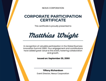 Corporate Participation Certificate Template - Download | Template.net