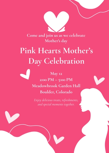 Pink Hearts Mother’s Day Invitation Template - Edit Online & Download