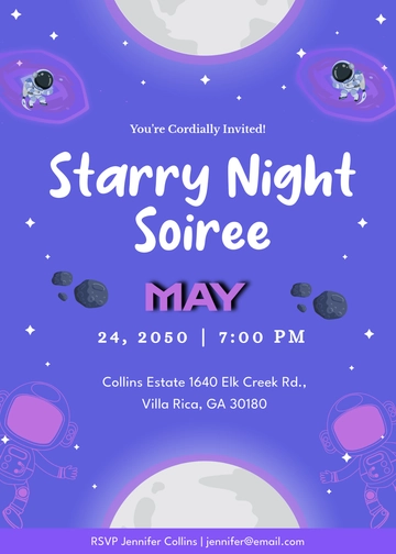 Purple Galaxy Space Invitation Template - Edit Online & Download
