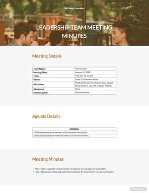 Leadership Team Meeting Minutes Template