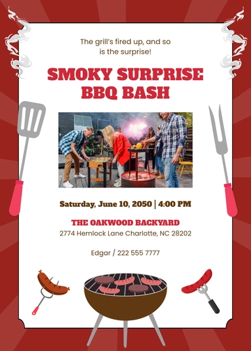 BBQ Surprise Party Invitation Template - Edit Online & Download