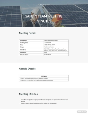 Safety Team Meeting Minutes Template
