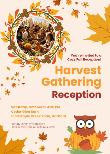 Fall Reception RSVP Invitation Template - Edit Online & Download