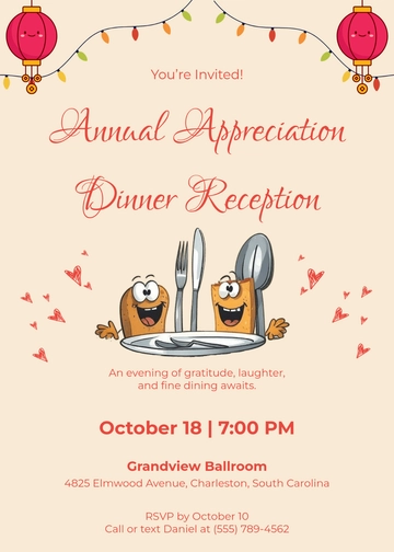 Cute Dinner Reception Invitation Design Template - Edit Online & Download