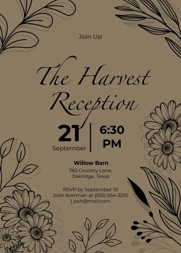 Rustic Style Reception Invitation Template - Edit Online & Download
