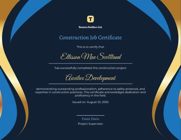 Editable Construction Job Certificate Design Template - Edit Online & Download