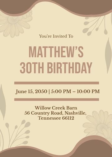Simple Rustic Birthday Invitation Template - Edit Online & Download