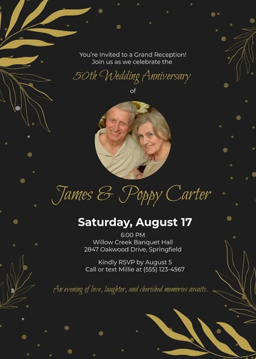 Golden Reception Invitation Template - Edit Online & Download