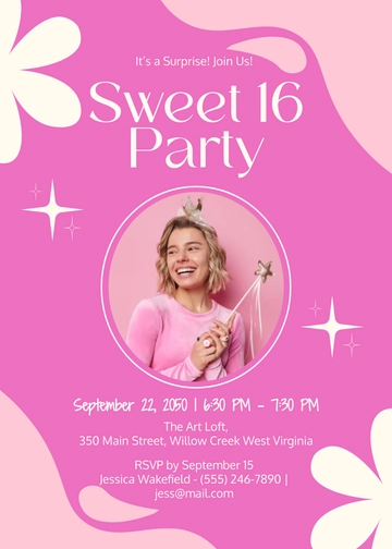 Creative Sweet 16 Surprise Party Invitation Template - Edit Online & Download