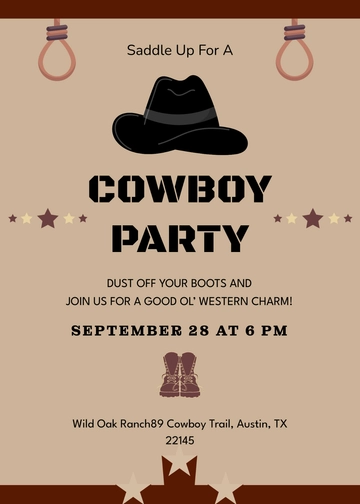 Rustic Cowboy Invitation Template | Template.net