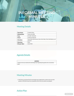 Informal Meeting Minutes Agenda Template
