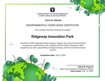 Environmental Certificate Template for Construction - Edit Online & Download
