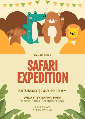 Colorful Safari Adventure Invitation Template - Edit Online & Download
