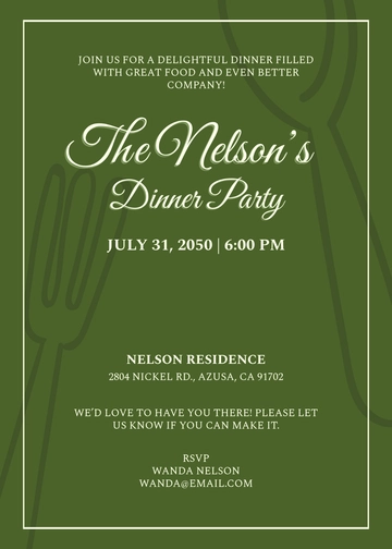 Simple Dinner Invitation Message Template - Edit Online & Download