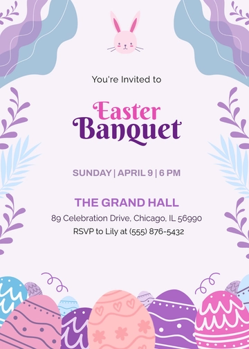Purple Easter Banquet Invitation Template - Edit Online & Download