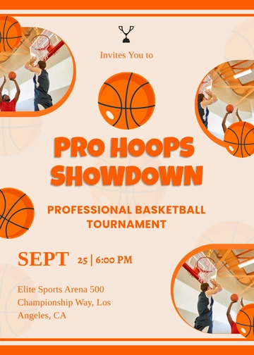 Professional Basketball Tournament Invitation Template - Edit Online & Download