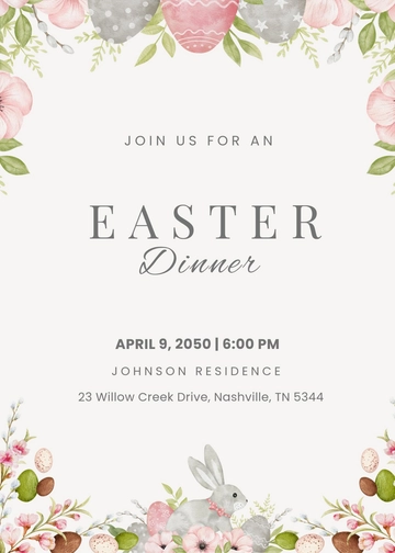 Easter Dinner Invitation Template - Edit Online & Download