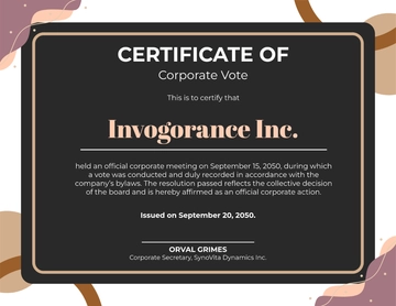 Editable Certificate of Corporate Vote Template - Download | Template.net