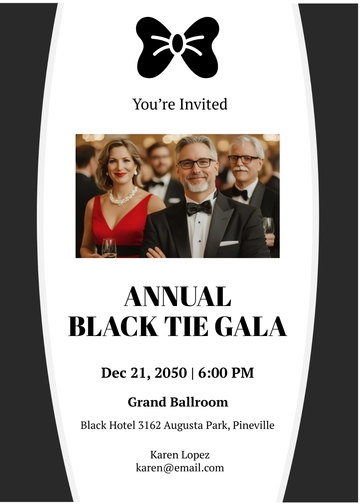 Black Tie Gala Invitation Wording Template - Edit Online & Download