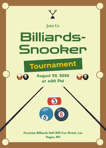 Billiards-Snooker Tournament Invitation Template - Edit Online & Download